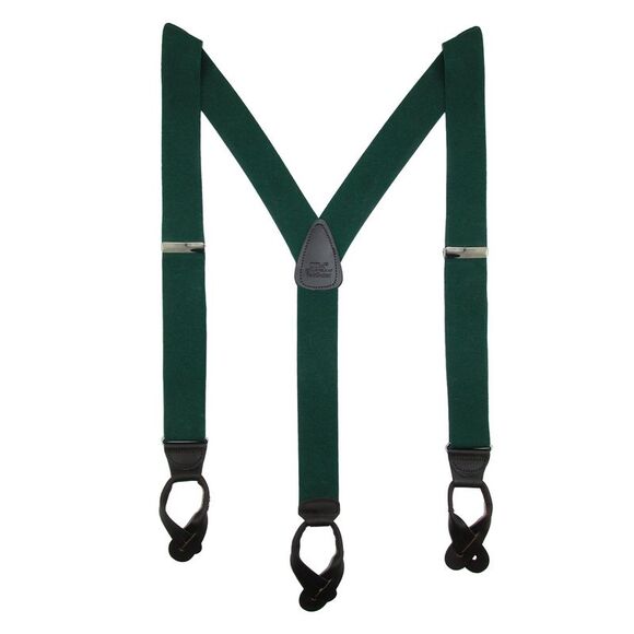 CTM Men's Elastic Button End Dress Suspenders with Silver Hardware - Picture 1 of 3